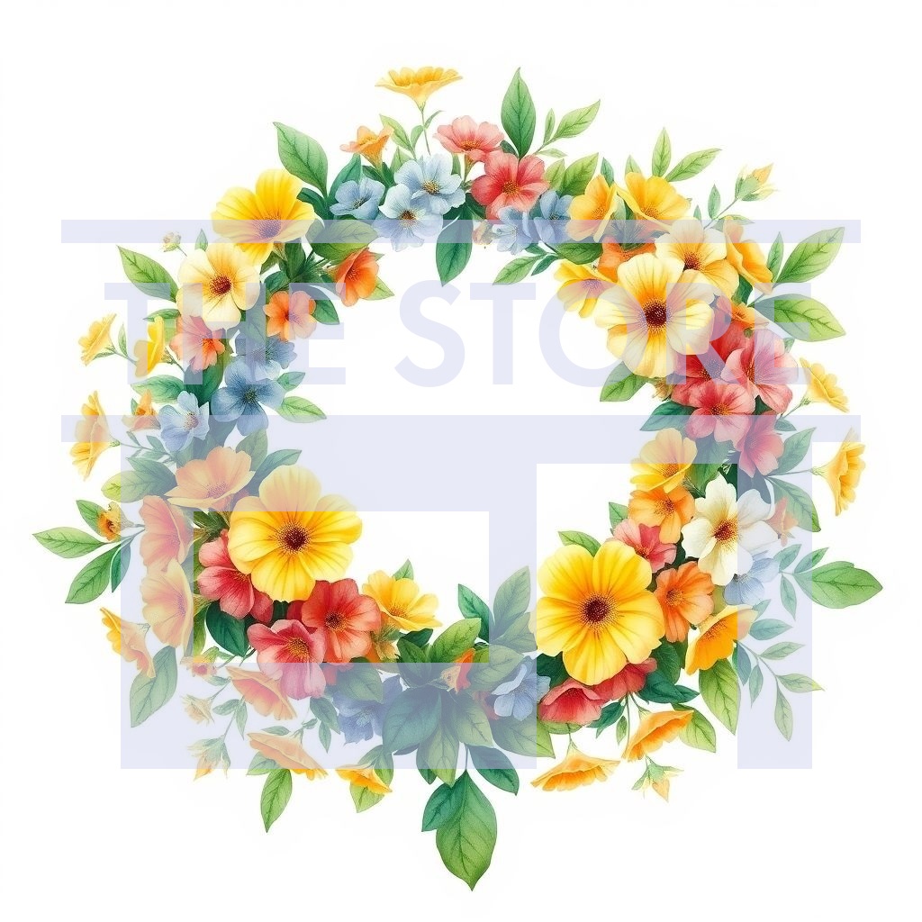 【イラスト素材】植物のリース