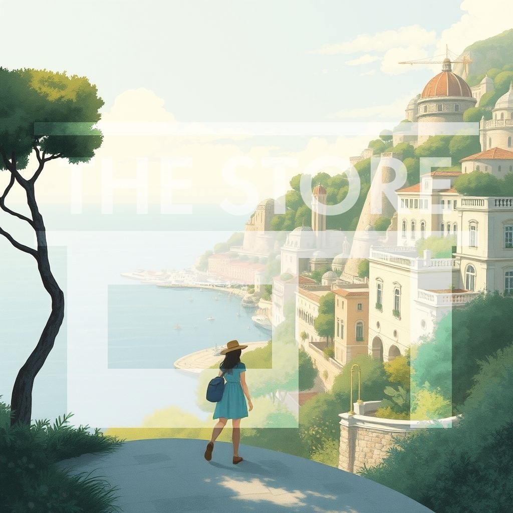 【イラスト素材】観光する人