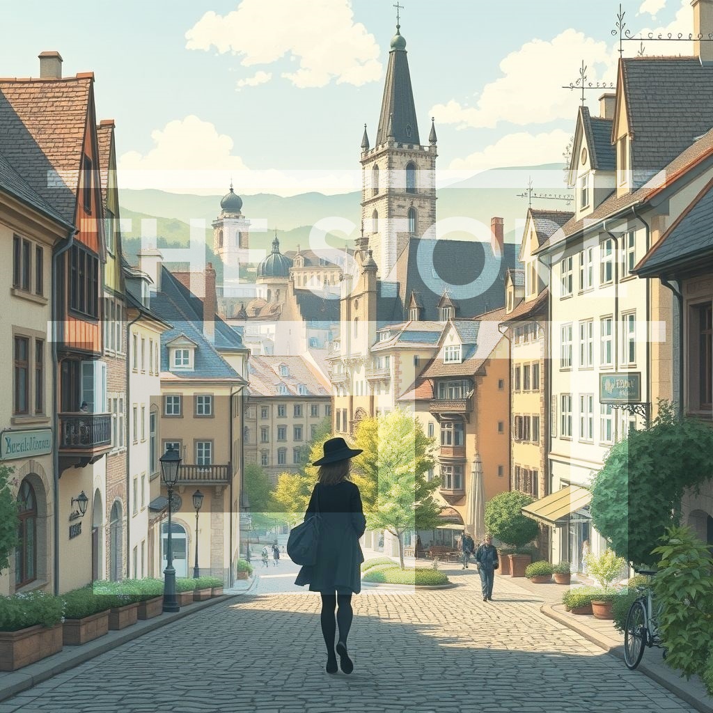 【イラスト素材】観光する人