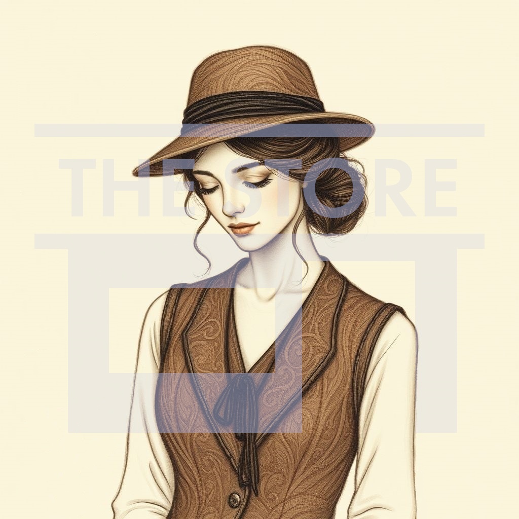 【イラスト素材】帽子をかぶった女性のイラスト1