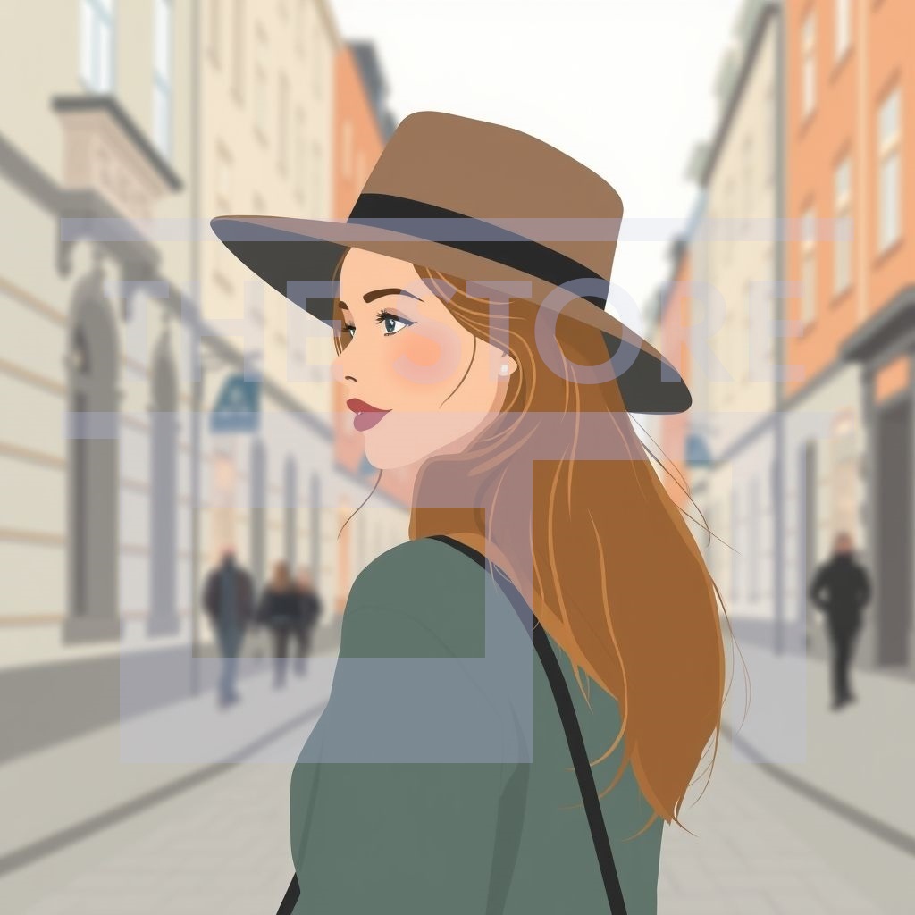 【イラスト素材】帽子をかぶった女性のイラスト1