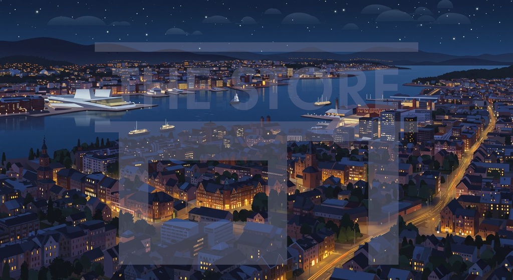 【イラスト素材】世界の街の夜景