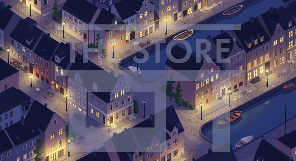 【イラスト素材】世界の街の夜景