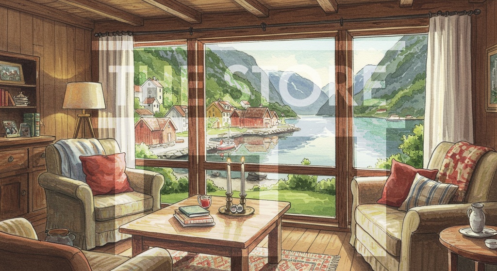 【イラスト素材】北欧のリビングルーム