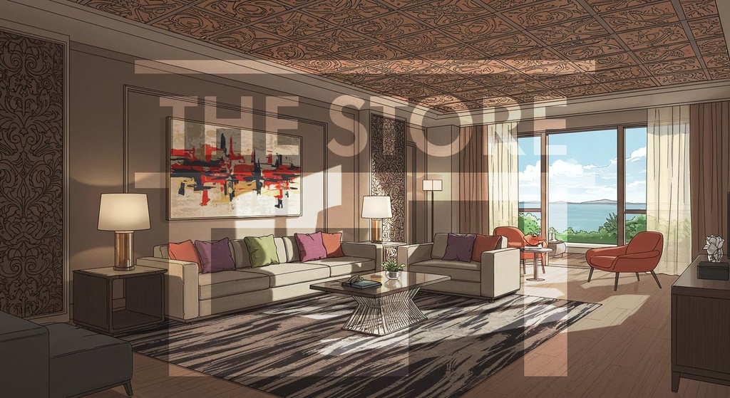 【イラスト素材】リゾートホテルの部屋