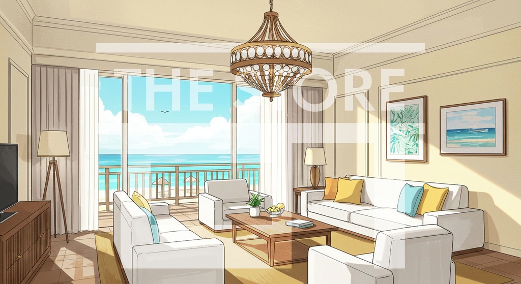 【イラスト素材】リゾートホテルの部屋