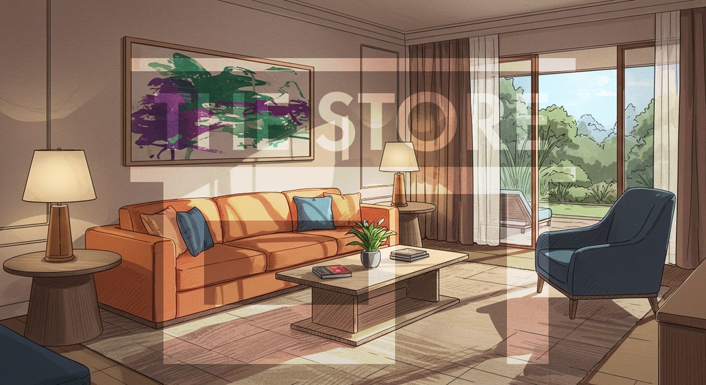 【イラスト素材】リゾートホテルの部屋