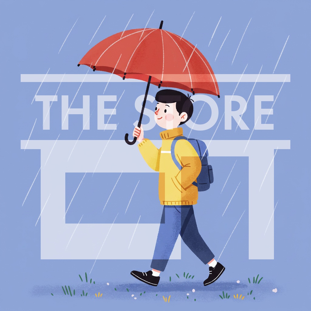 【イラスト素材】傘をさす人