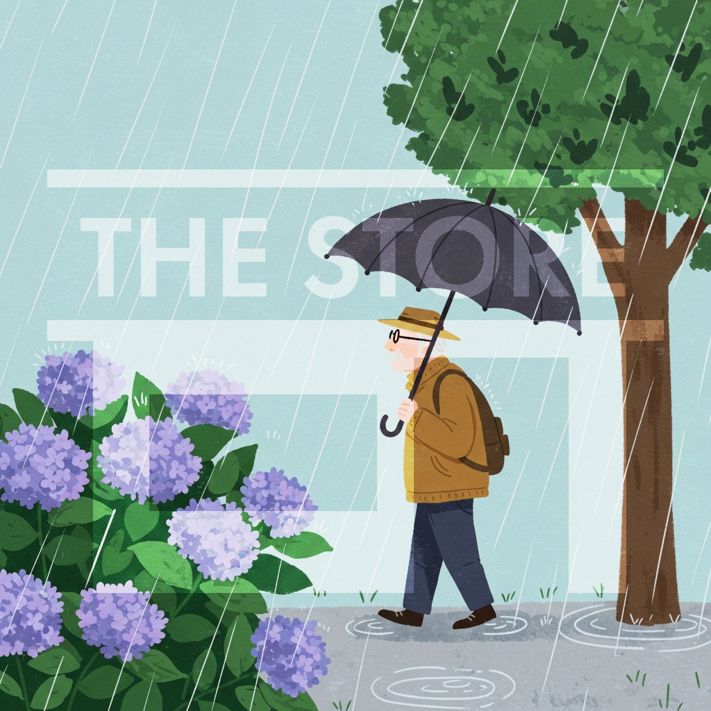 【イラスト素材】傘をさす人