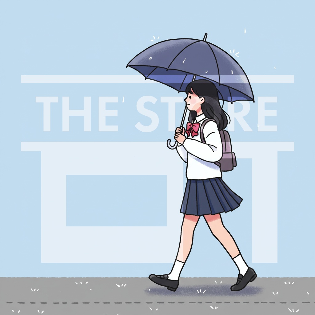 【イラスト素材】傘をさす人