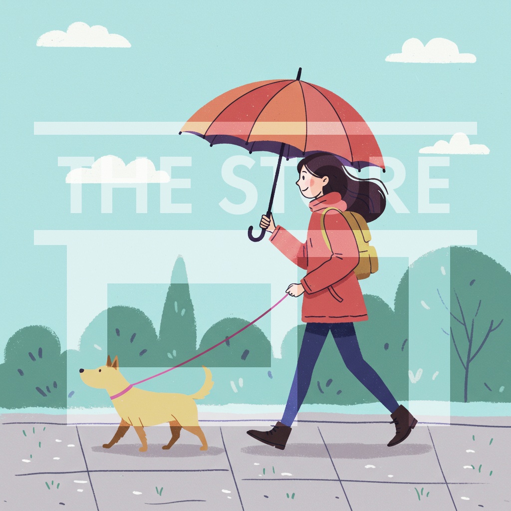 【イラスト素材】傘をさす人