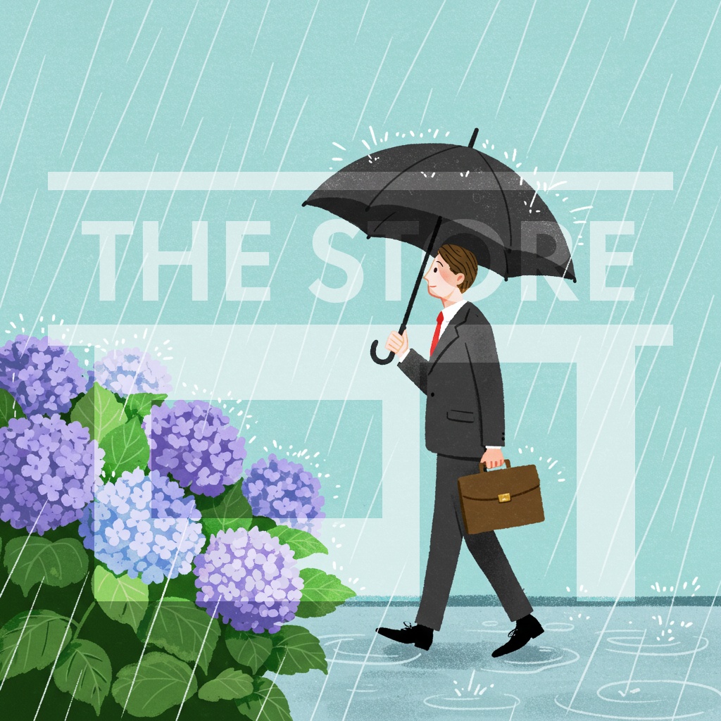 【イラスト素材】傘をさす人