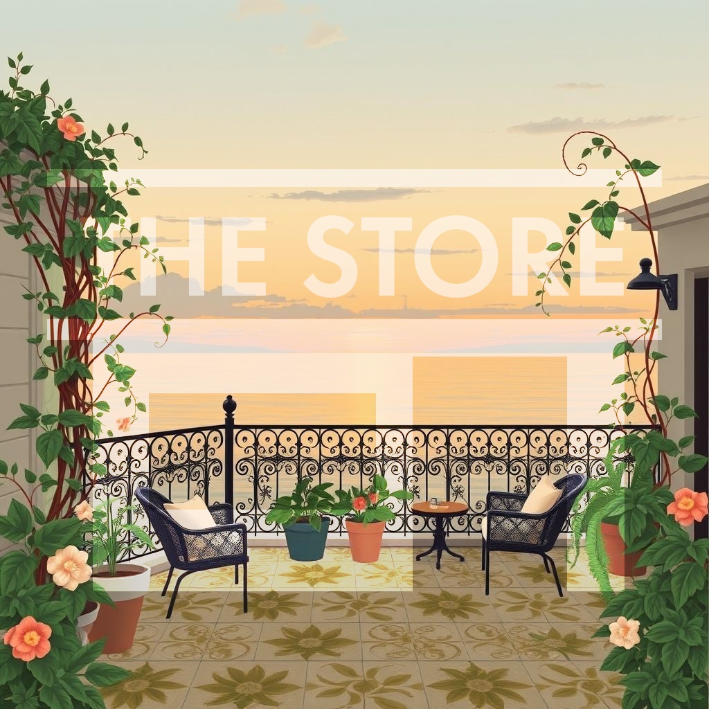 【イラスト素材】夏のテラス