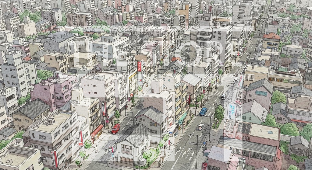 【イラスト素材】街の風景