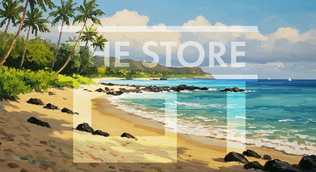 【イラスト素材】油絵の海岸