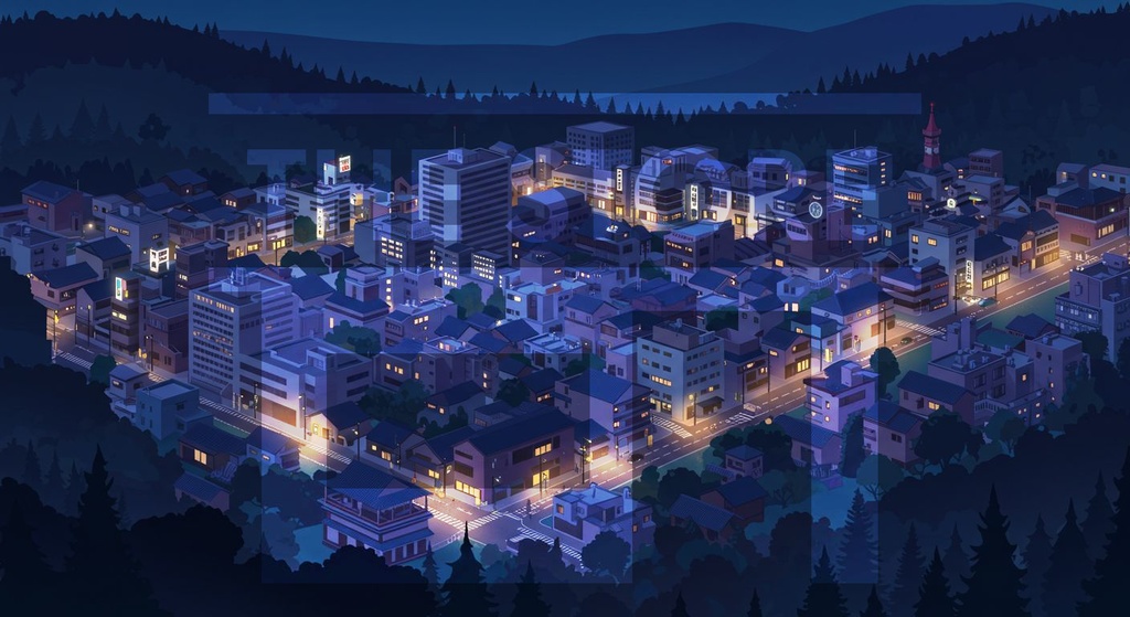 【イラスト素材】上空から見た街の風景