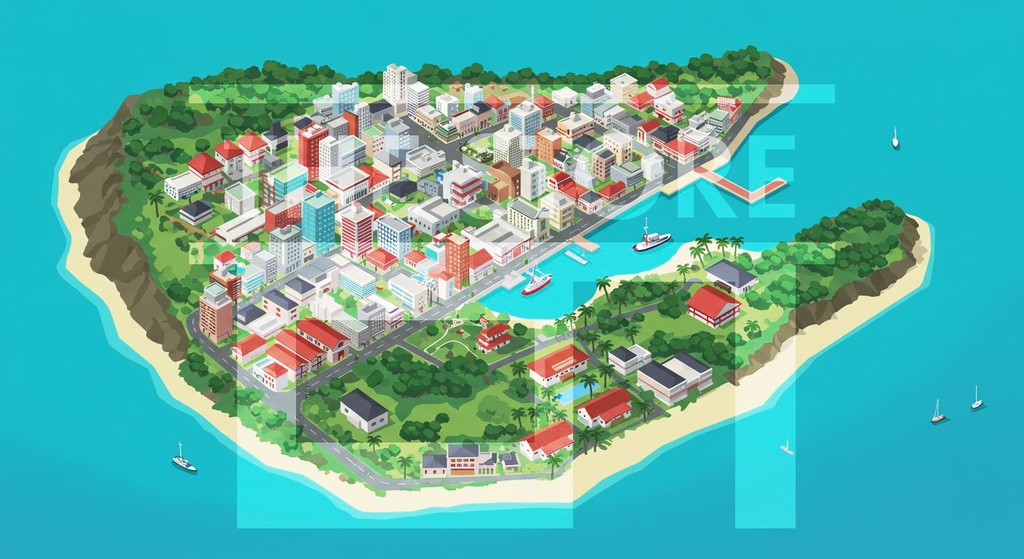 【イラスト素材】上空から見た街の風景