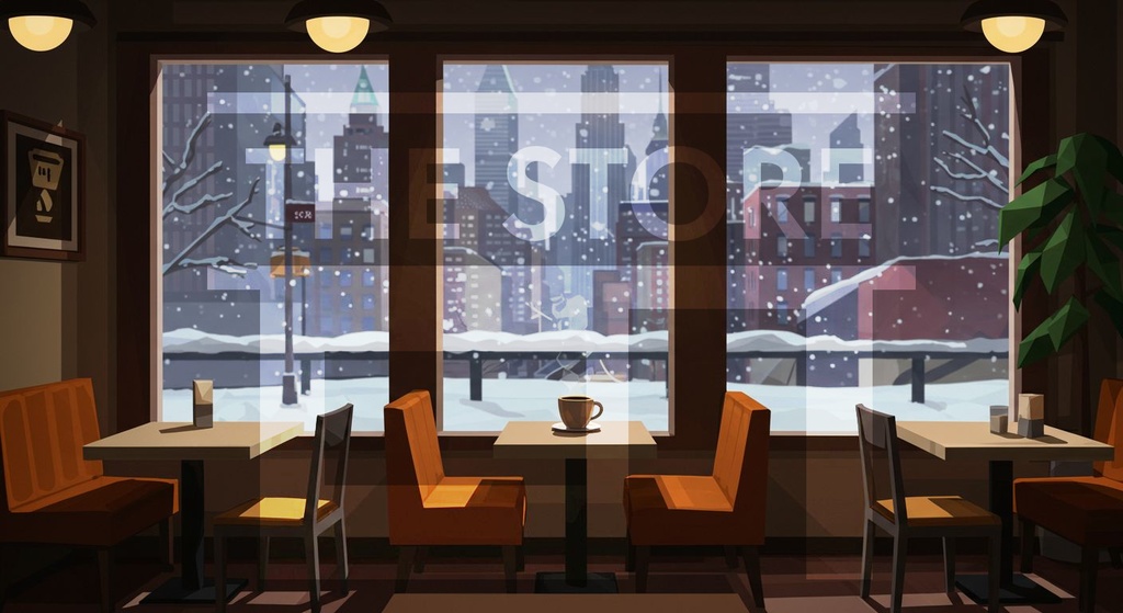 【イラスト素材】いろいろな画風のカフェ