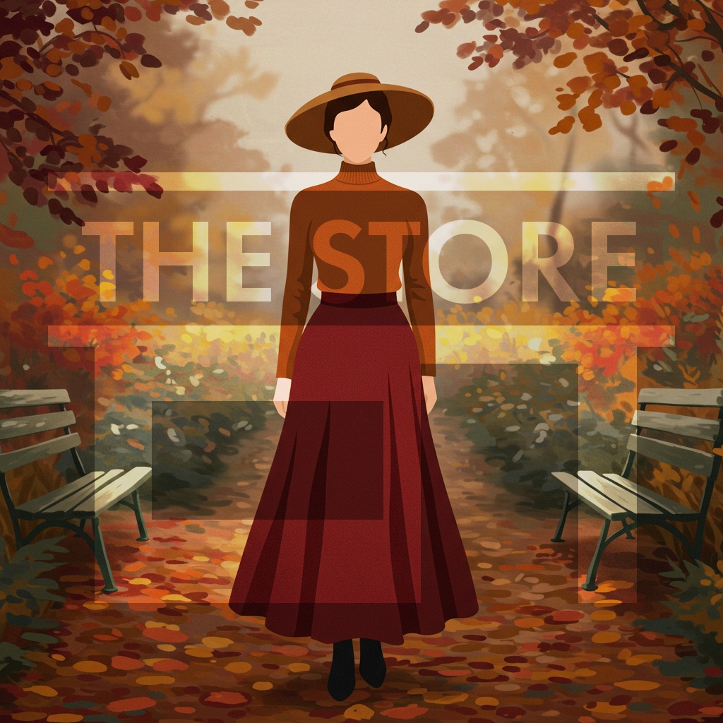 【イラスト素材】秋のコーディネートの女性