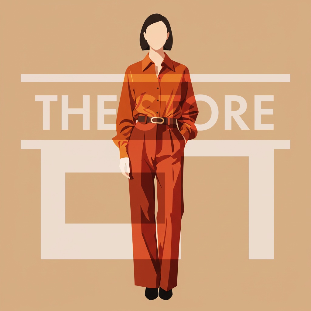 【イラスト素材】秋のコーディネートの女性