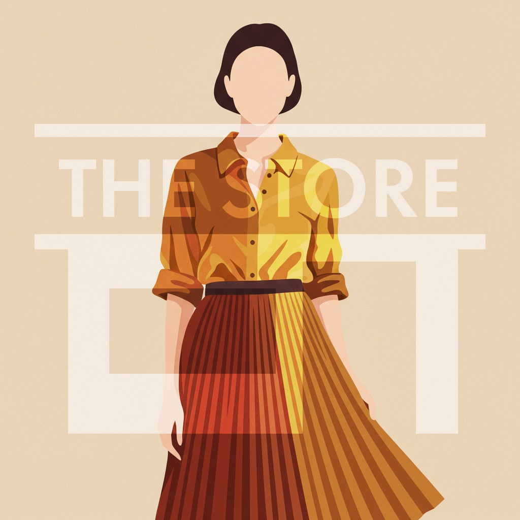 【イラスト素材】秋のコーディネートの女性