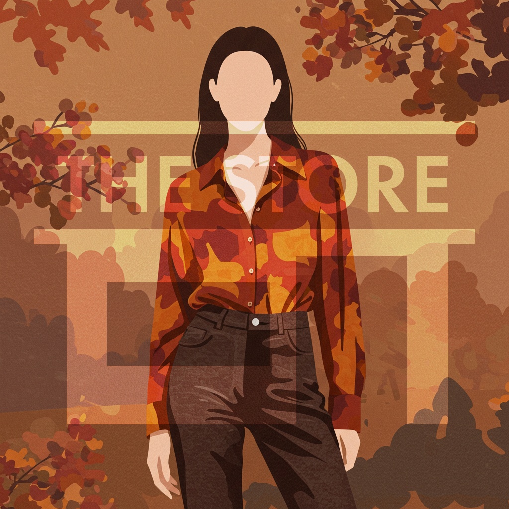 【イラスト素材】秋のコーディネートの女性