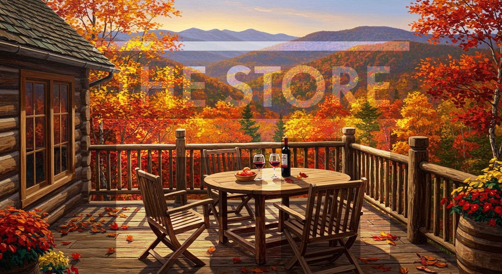 【イラスト素材】秋の山小屋