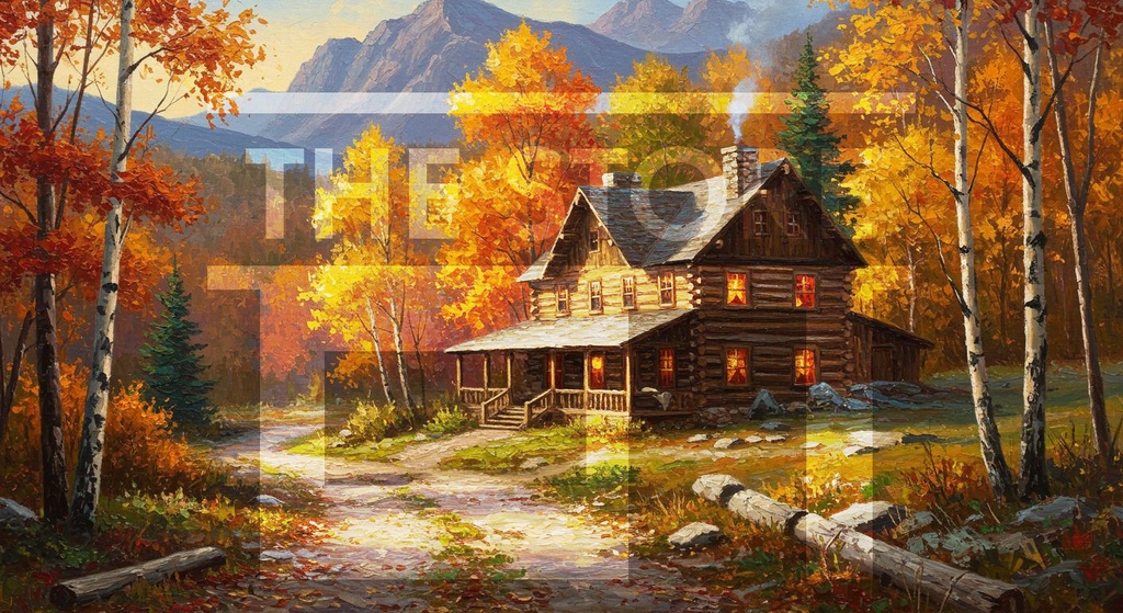 【イラスト素材】秋の山小屋