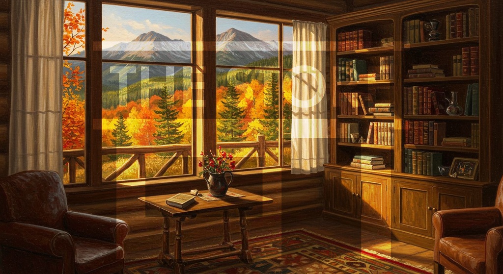 【イラスト素材】秋の山小屋