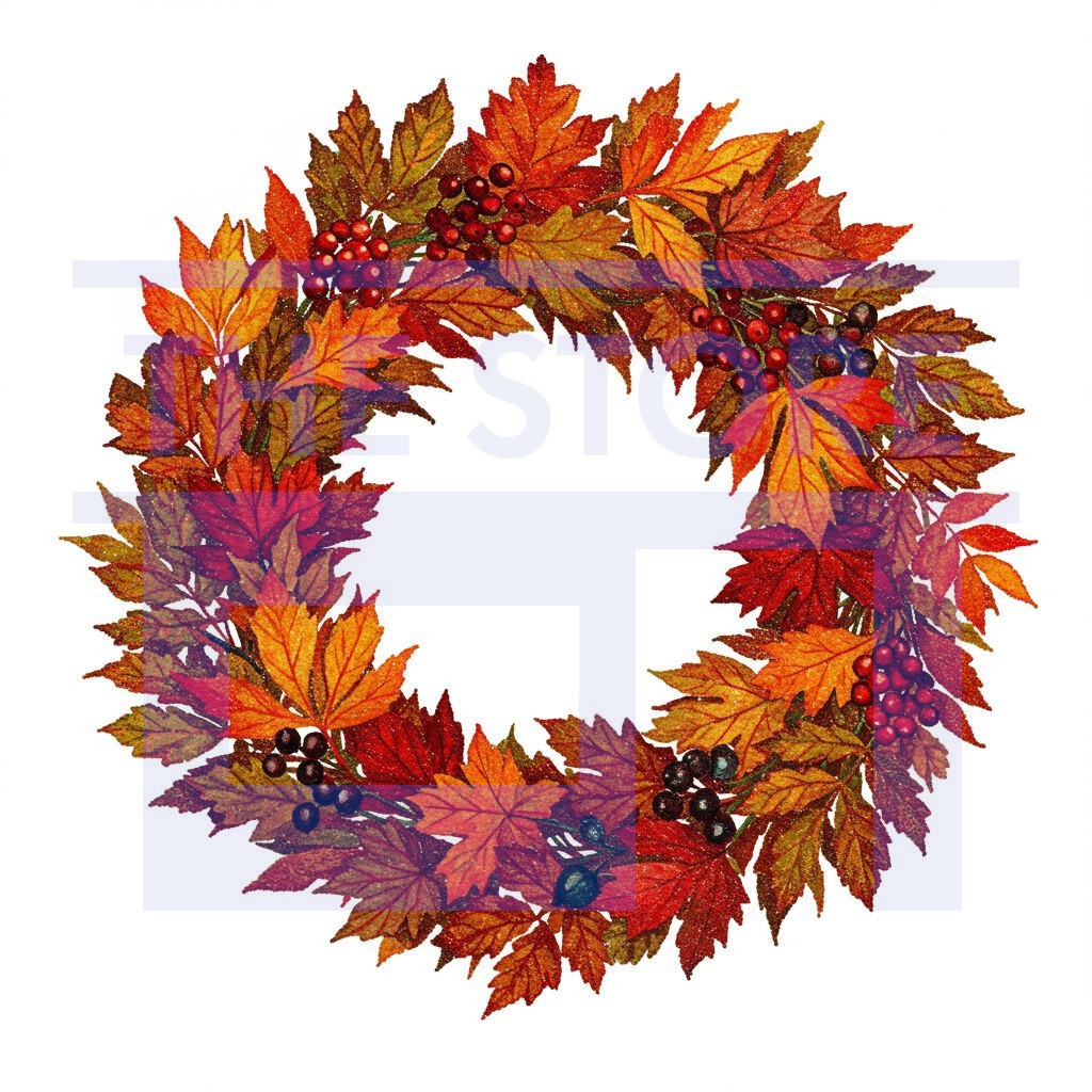 【イラスト素材】色々な画風の秋のリース