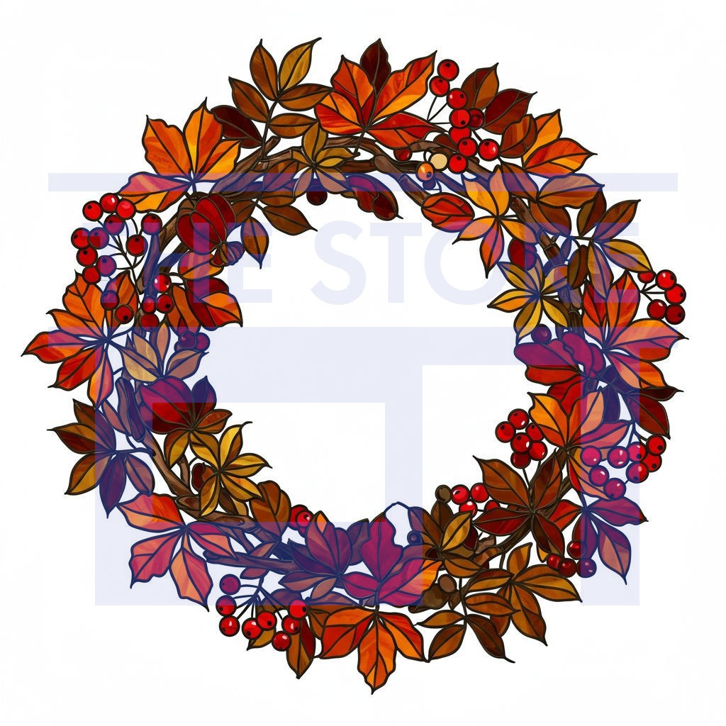 【イラスト素材】色々な画風の秋のリース