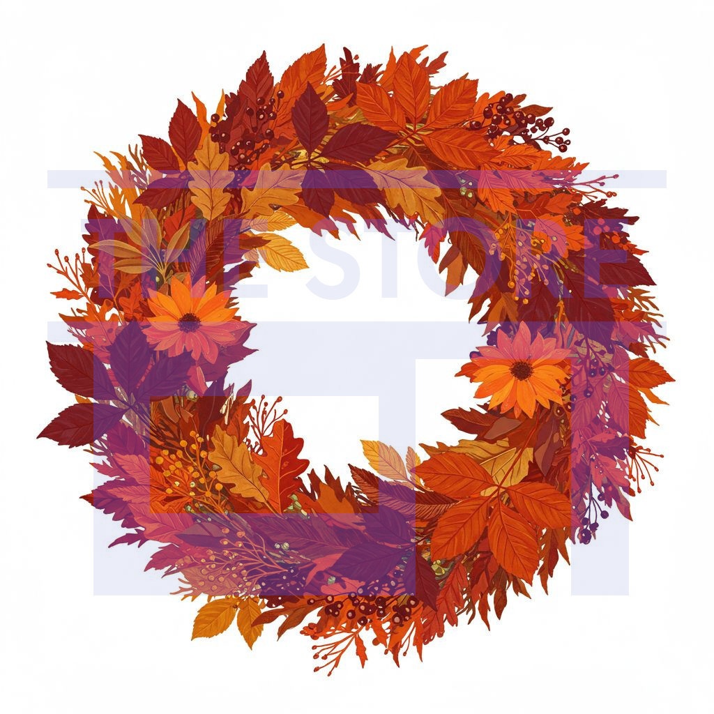 【イラスト素材】色々な画風の秋のリース