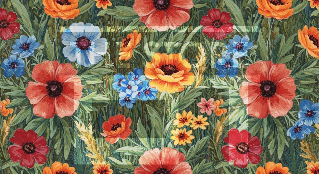 【イラスト素材】色々な画風の花模様