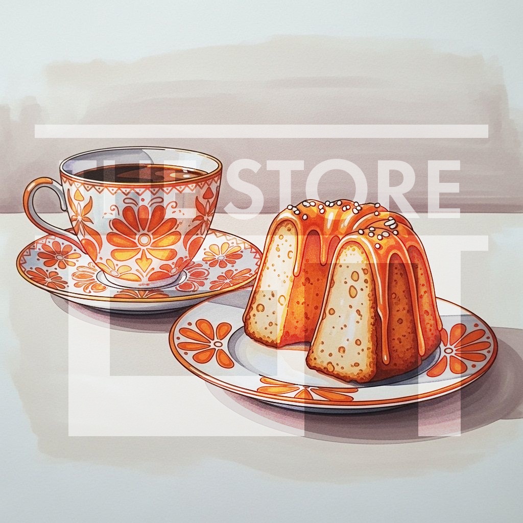 【イラスト素材】いろいろな画風のコーヒーとケーキのイラスト