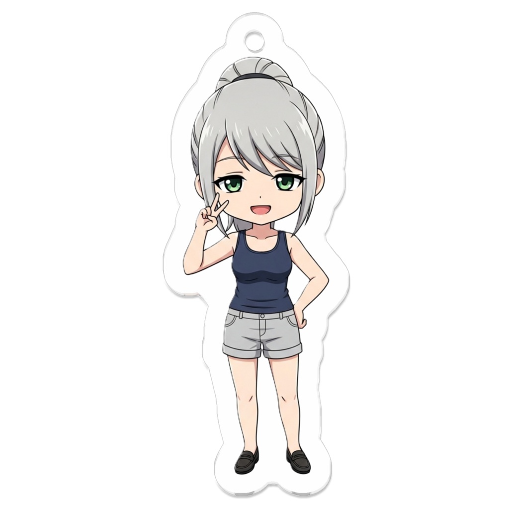銀髪の女性のちびキャラ(タンクトップ&ショートパンツ)