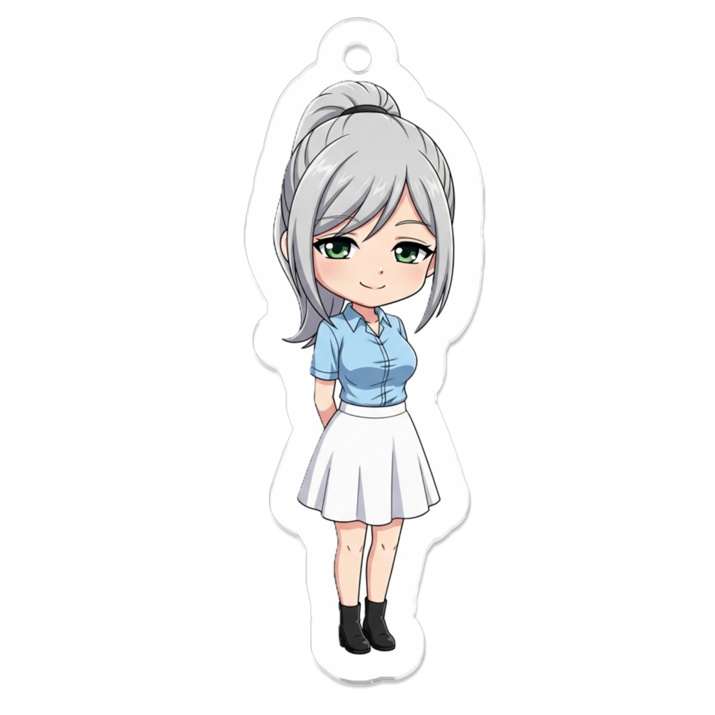 銀髪の女性のちびキャラ(ブラウス＆フレアスカート)