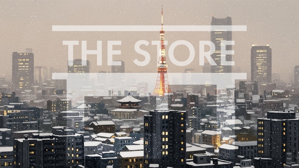 【イラスト素材】冬の街の背景