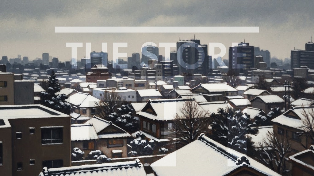 【イラスト素材】冬の街の背景