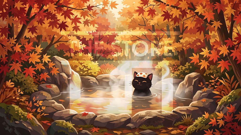 【イラスト素材】秋と夏の黒猫シリーズ