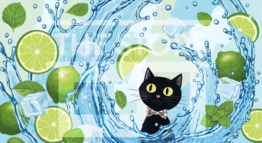【イラスト素材】秋と夏の黒猫シリーズ
