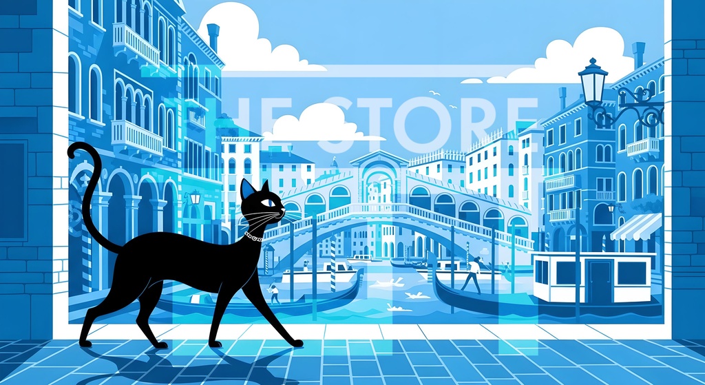 【イラスト素材】秋と夏の黒猫シリーズ