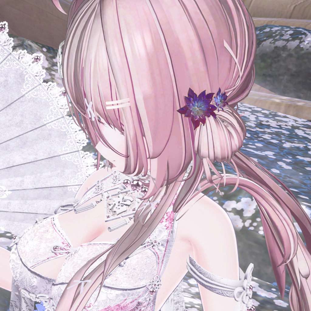 Gold Peach Bloom【VRChat想定髪飾り】