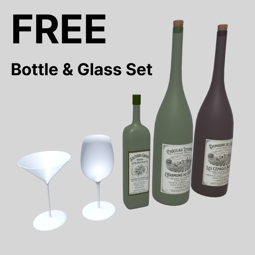[FREE] Wine Bottle & Glass Set