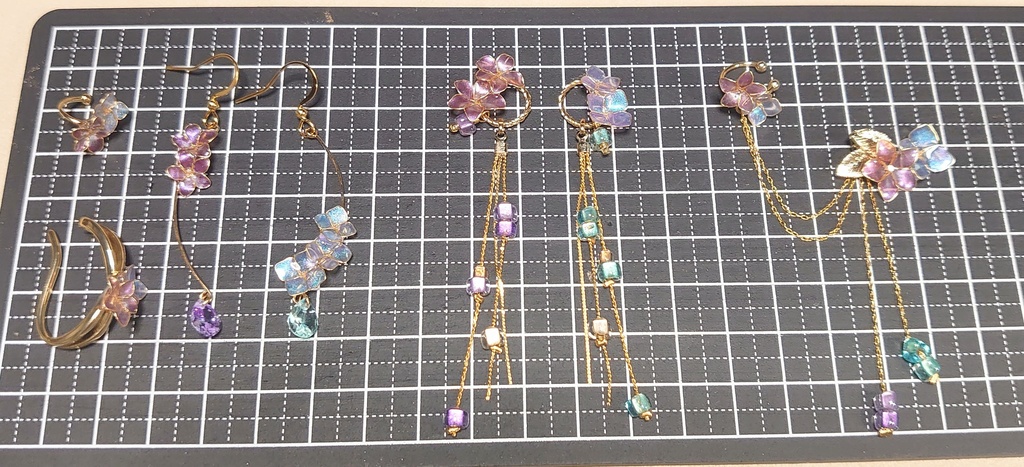 あじさいとすみれの耳飾り