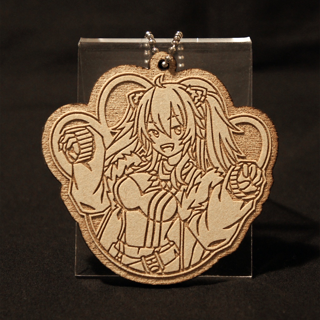 木製キーホルダー 獅白ぼたん