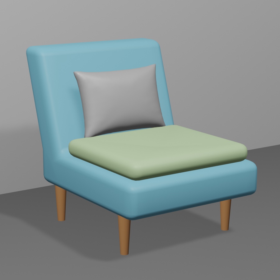 イス（ソファ）3Dモデル 無料／Chair(sofa) 3D model free／Blender fbx