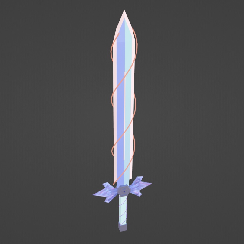 剣 結晶 3Dモデル 無料/Crystal sword 3D model free/Blender fbx