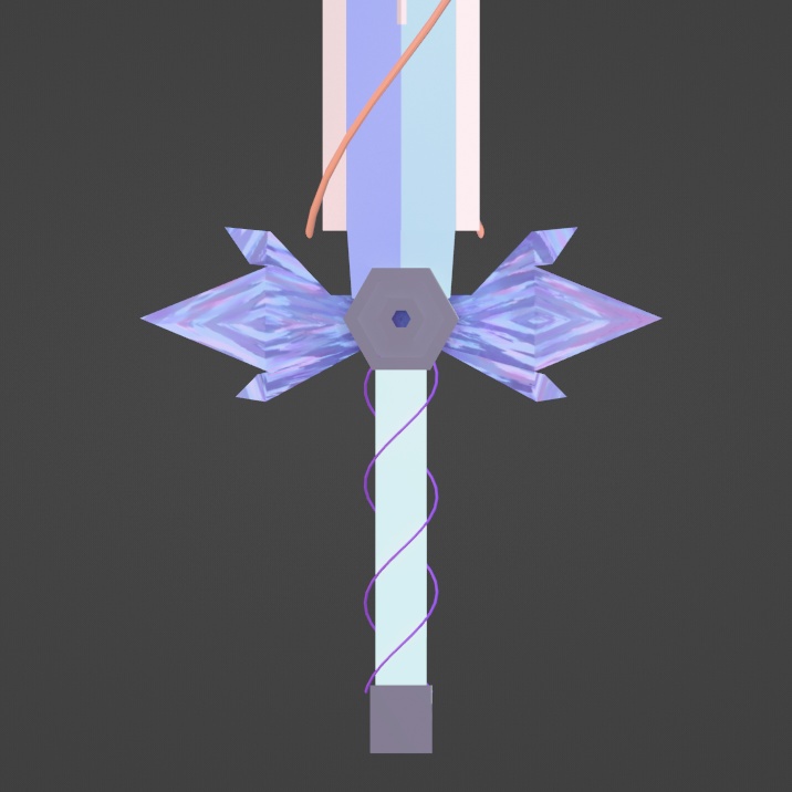 剣 結晶 3Dモデル 無料/Crystal sword 3D model free/Blender fbx