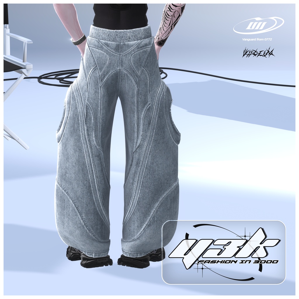 【Y3K pants】 ワイドパンツ3Dモデル