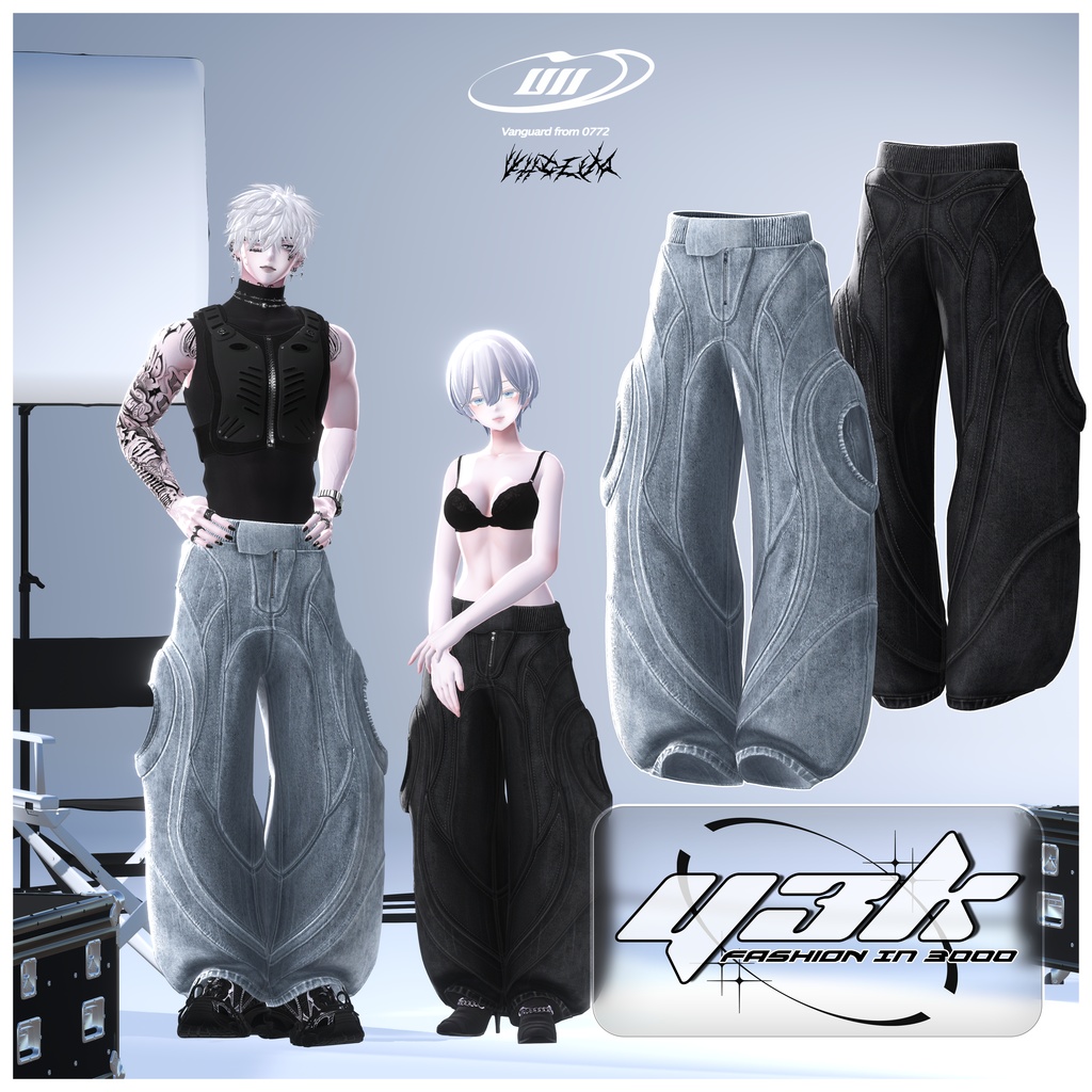 【Y3K pants】 ワイドパンツ3Dモデル